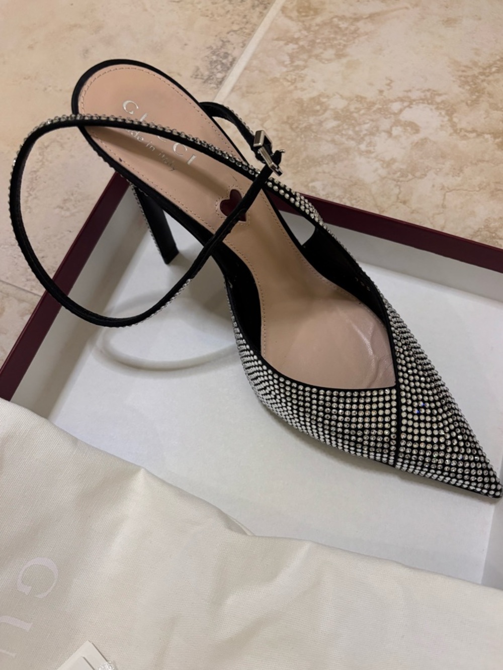 Gucci /Fabulous Black Crystal T-Strap P Stiletto Pumps/ Authentic - Picture 11 of 15